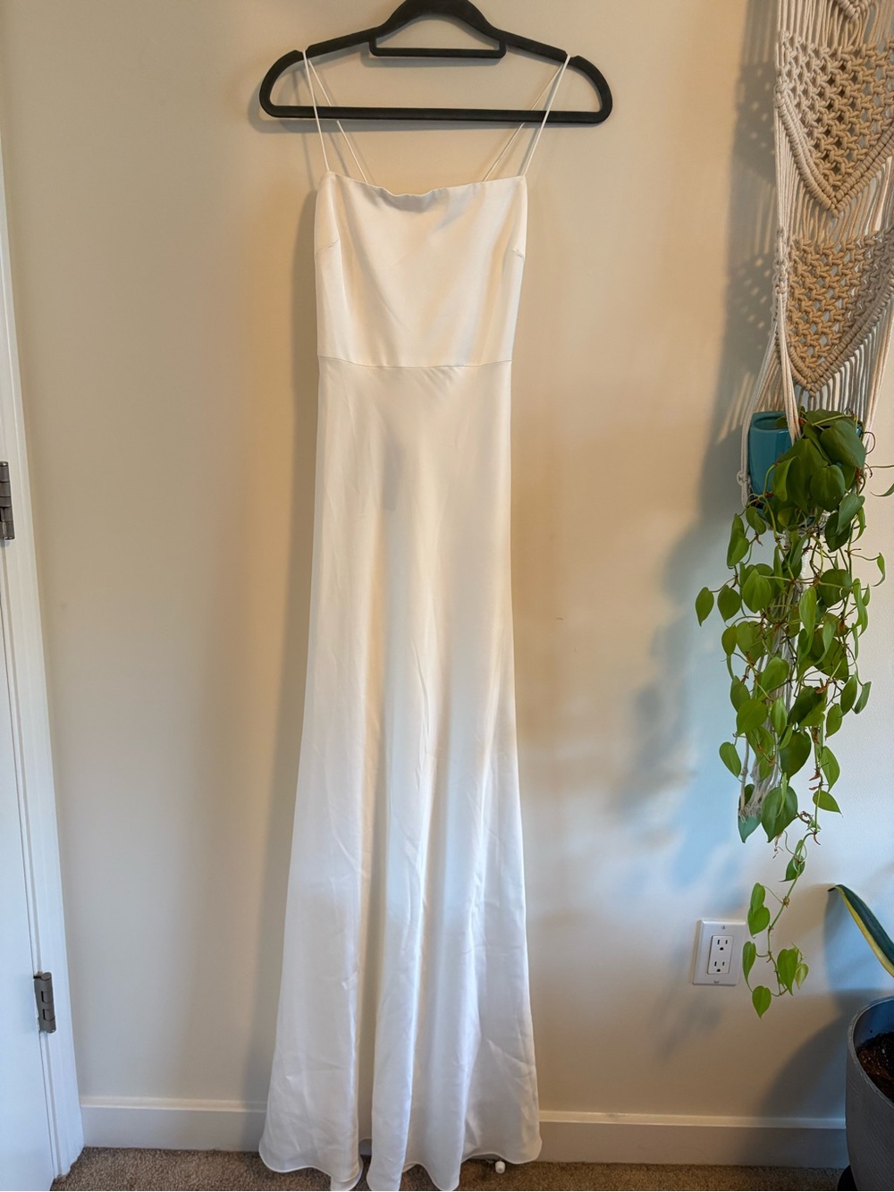 ASOS White Strapless Satin Slip Gown